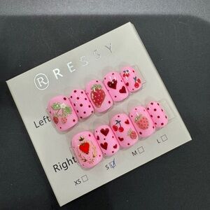 Pink Fruit and Heart Kids Nail Stickers